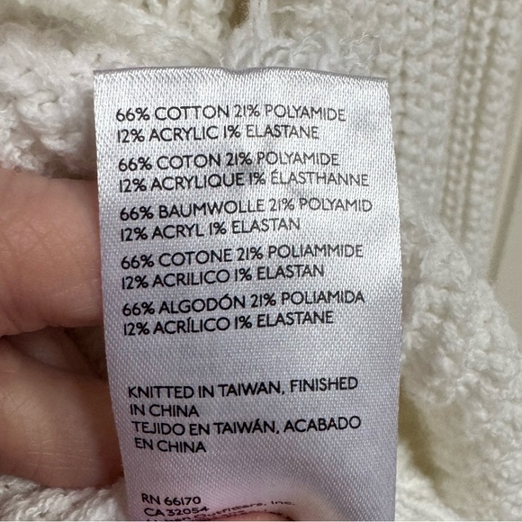 Maeve by Anthropologie White Chunky Knit Oversized Mock Neck Sweater. Size XS - Picture 5 of 5